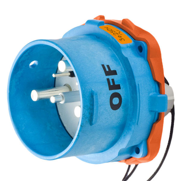 63-98073-263 - DSN150 INLET POLY BLUE SIZE 5 TYPE 4X IP 69 3P+G 150A 250 VAC 60 Hz +3 AUX